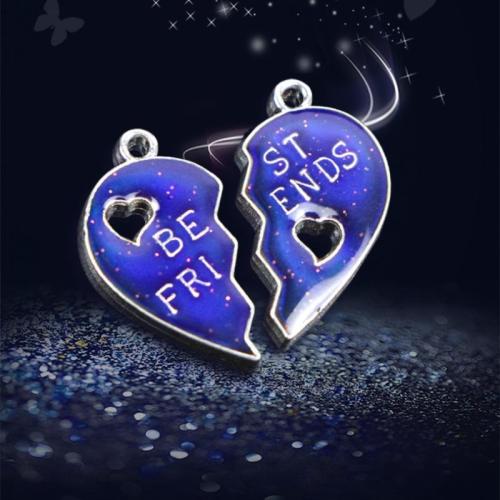 collier d'humeur en émail, alliage de zinc, coeur, Placage de couleur argentée, Mood émail & DIY, plus de couleurs à choisir cm, Vendu par paire