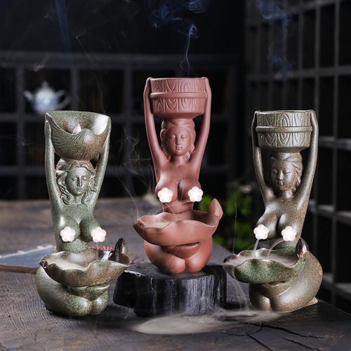 Purple Clay Backflow Burner, Girl, for home and office 