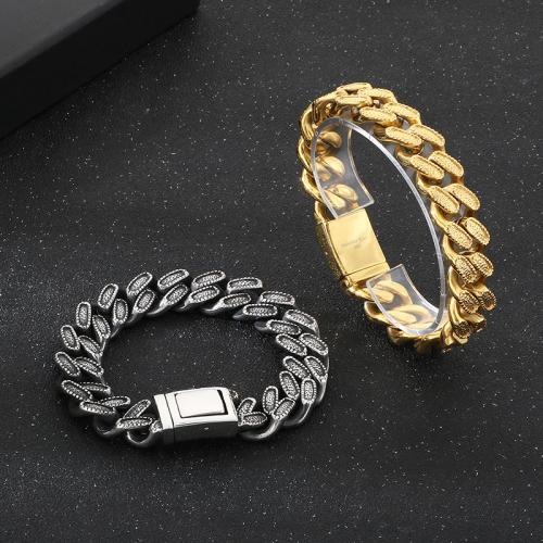 Acier inoxydable 304 bracelet, Placage, bijoux de mode & pour homme, plus de couleurs à choisir Environ 8.5 pouce, Vendu par PC