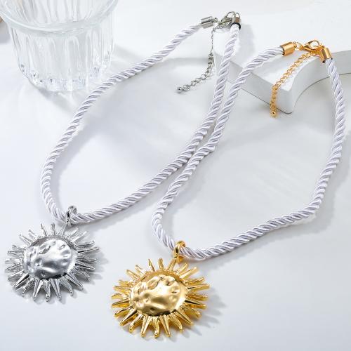 Zinc Alloy Necklace, with Polyester Cord, Flower, plated, Bohemian style & for woman 