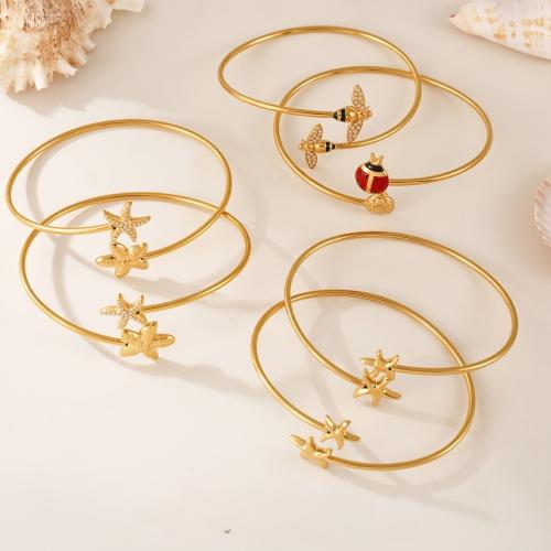 Bracelet en acier inoxydable, Acier inoxydable 304, Placage de couleur d'or, bijoux de mode & pavé de micro zircon & émail, plus de couleurs à choisir, Vendu par PC