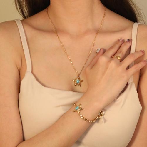 Parures de bijoux en acier inoxydable, Acier inoxydable 304, Boucle d’oreille stud & Bracelet & collier, avec turquoise synthétique & perle de plastique, Placage de couleur d'or, bijoux de mode, plus de couleurs à choisir, Vendu par PC