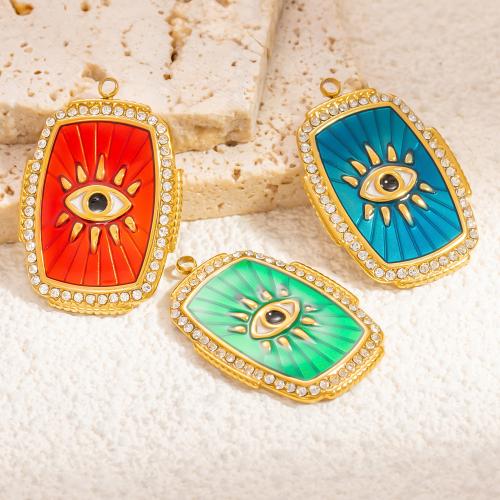 Enamel Stainless Steel Pendant, 304 Stainless Steel, gold color plated, fashion jewelry & micro pave cubic zirconia 