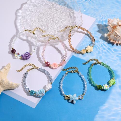 Bracelets de cristal, Acier inoxydable 304, avec porcelaine & cristal, Placage de couleur d'or, bijoux de mode & avec strass, plus de couleurs à choisir, Vendu par PC