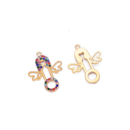 Pendentifs en acier inoxydable strass, Acier inoxydable 304, Placage de couleur d'or, DIY & avec strass, plus de couleurs à choisir Vendu par sac