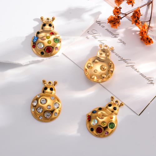 Pendentifs en acier inoxydable strass, Acier inoxydable 304, Placage de couleur d'or, DIY & avec strass, plus de couleurs à choisir Vendu par sac