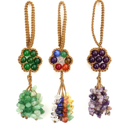 pierre gemme Ornements suspendus, avec cordon de polyester, fait à la main, différents matériaux pour le choix & unisexe, 140mm, Vendu par PC