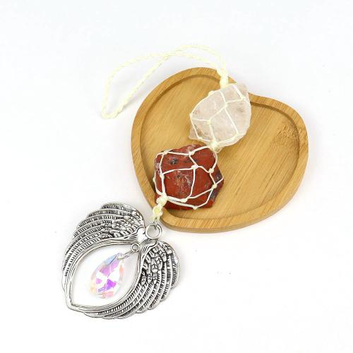 pierre gemme Ornements suspendus, avec cordon de polyester & alliage de zinc, fait à la main, différents matériaux pour le choix & unisexe, Vendu par PC