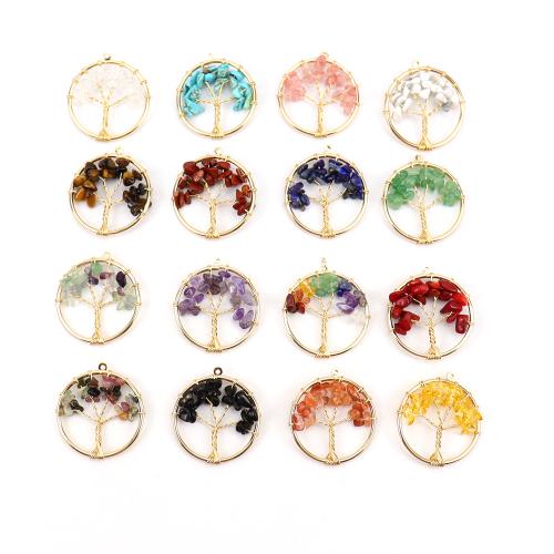 pendentif en alliage zinc à gemme , pierre gemme, avec alliage de zinc, Arbre de vie, fait à la main, DIY & différents matériaux pour le choix, 30mm, Vendu par PC