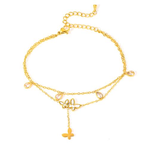 acero inoxidable 304 Pulsera, con Nácar Blanca, chapado en color dorado, Doble capa & diferentes estilos para la opción & para mujer & con diamantes de imitación, longitud:aproximado 7.12 Inch, Vendido por UD