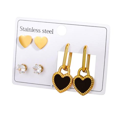 304 Edelstahl Ohrring-Set, goldfarben plattiert, verschiedene Stile für Wahl & für Frau & Emaille & mit Strass, verkauft von setzen