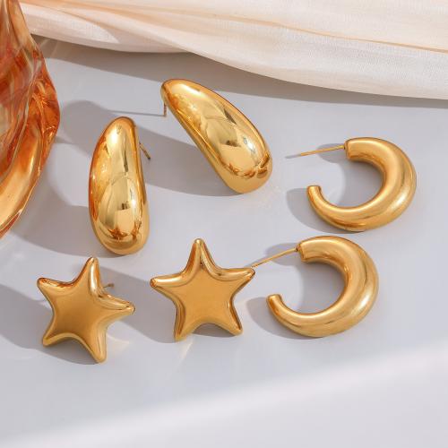 304 Edelstahl Ohrstecker, goldfarben plattiert, verschiedene Stile für Wahl & für Frau, verkauft von Paar