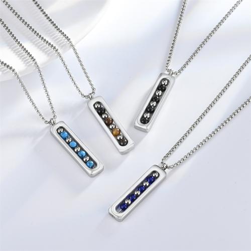 304ステンレススチール ネックレス, とともに 天然石, 幾何学パターン, ユニセックス & 異なるスタイルを選択, 長さ:約 17.7 インチ, 売り手 パソコン