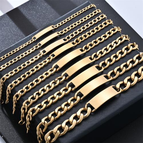 Acier inoxydable 304 bracelet, Placage de couleur d'or, unisexe & styles différents pour le choix, Vendu par PC