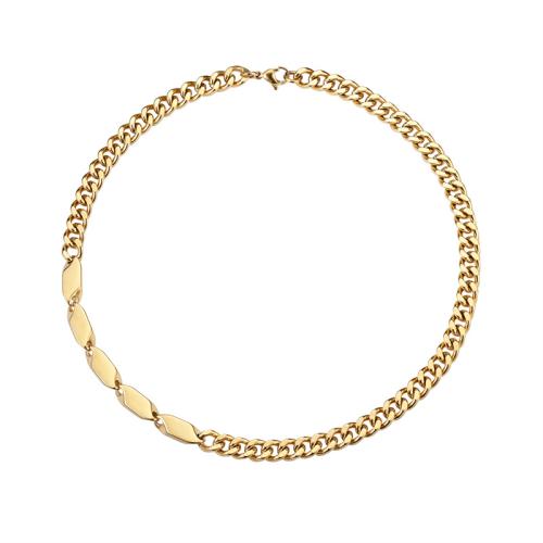 Acier inoxydable 304 collier, Placage de couleur d'or, unisexe & styles différents pour le choix Environ 19.7 pouce, Vendu par PC