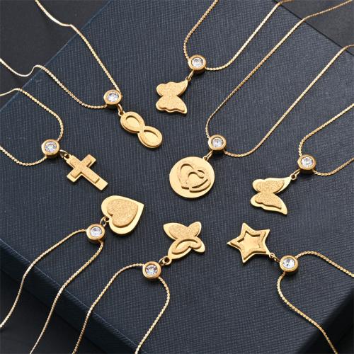 304ステンレススチール ネックレス, ゴールドメッキ, ユニセックス & 異なるスタイルを選択 & ライン石のある, 長さ:約 15.7 インチ, 売り手 パソコン