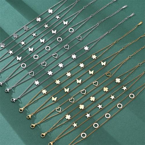 Acier inoxydable 304 bracelet, Placage, Double couche & styles différents pour le choix & pour femme Environ 7.1 pouce, Vendu par PC