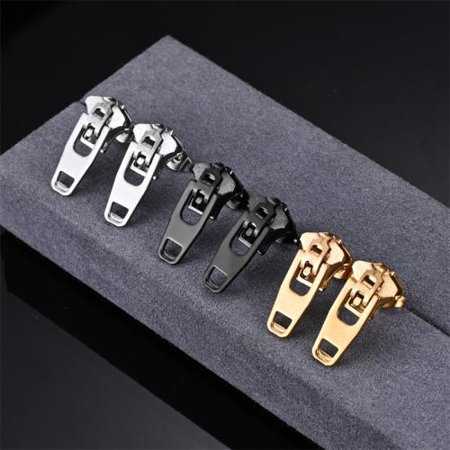 304 Edelstahl Ohrstecker, Reißverschluss-Kopf, plattiert, Modeschmuck & unisex, keine, 20mm, verkauft von Paar
