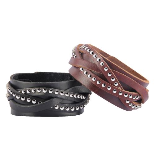 Zinklegierung Armband, mit Kuhhaut, Vintage & für den Menschen, keine, 220x30mm, verkauft von PC