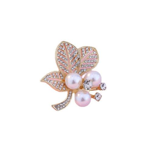 South Sea Shell Brooch, Zinc Alloy, with Shell Pearl, fashion jewelry & micro pave cubic zirconia 