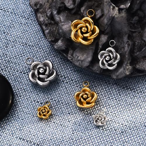 Stainless Steel Flower Pendant, 304 Stainless Steel, gold color plated, DIY 