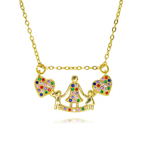 キュービックジルコンマイクロパヴェブラスネックレス, 銅, ゴールドメッキ, ファッションジュエリー & マイクロパヴェジルコニア, 無色, 長さ:40 センチ, 売り手 パソコン