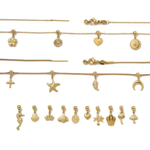 Stainless Steel Pendants, 304 Stainless Steel, with Rubber, gold color plated, DIY, golden 