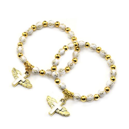 Plastic Jewelry Bracelet, Zinc Alloy, with Plastic, Cross, plated, fashion jewelry, mixed colors, 8mm cm 
