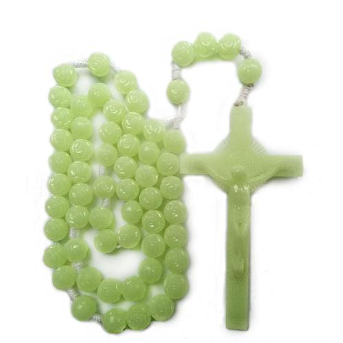 Rosary Necklace, plastique, croix, bijoux de mode, couleurs mélangées, 16mm cm, Vendu par PC