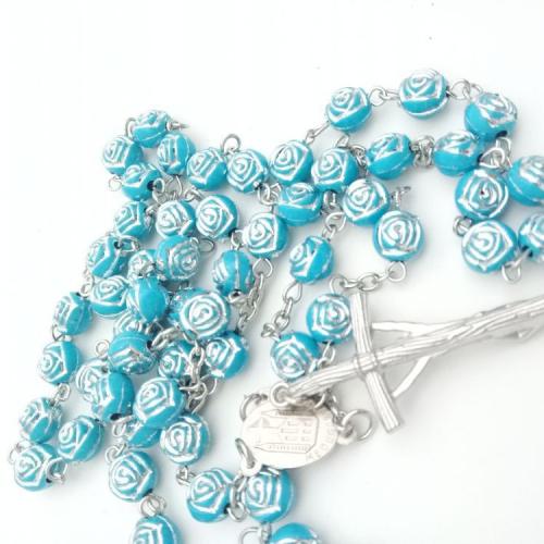 Rosary Necklace, alliage de zinc, avec plastique, croix, Placage de couleur argentée, bijoux de mode, plus de couleurs à choisir, 8mm cm, Vendu par PC