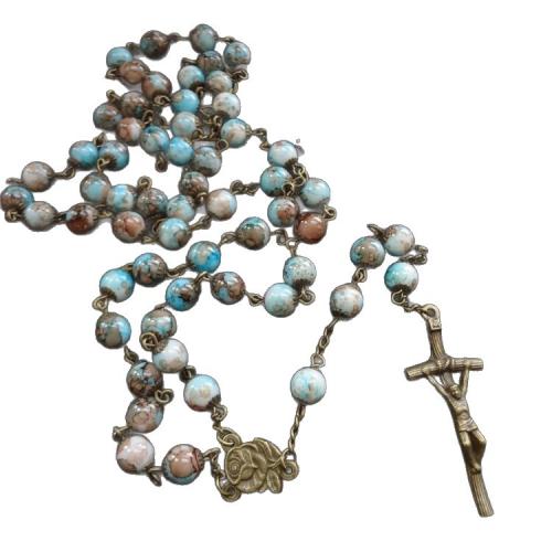 Rosary Necklace, alliage de zinc, avec verre, croix, Placage, bijoux de mode, plus de couleurs à choisir cm, Vendu par PC