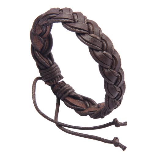 PU Leather Bracelet, with Wax Cord, fashion jewelry & Unisex [