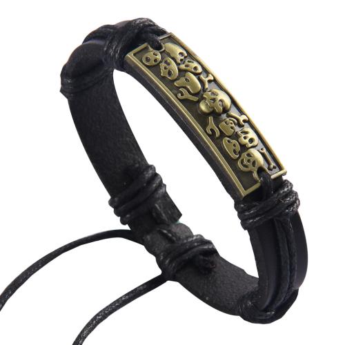Zinc Alloy Bracelet, with PU Leather, plated, Unisex [