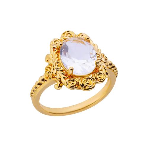 Brass Cuff Finger Ring, gold color plated & micro pave cubic zirconia & for woman & enamel, US Ring 