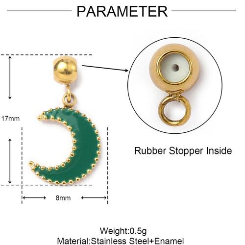 Enamel Stainless Steel Pendant, 304 Stainless Steel, with Rubber, gold color plated, DIY 