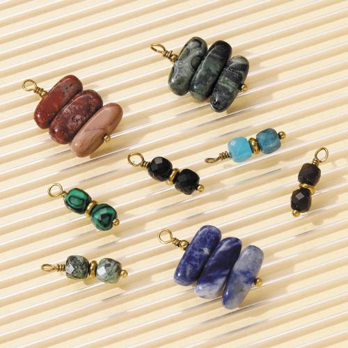 Gemstone Jewelry Pendant, 304 Stainless Steel, with Natural Stone, gold color plated, DIY 