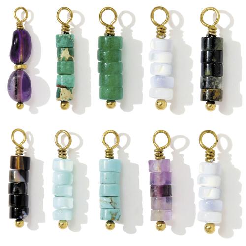 Gemstone Jewelry Pendant, 304 Stainless Steel, with Natural Stone, gold color plated, DIY 