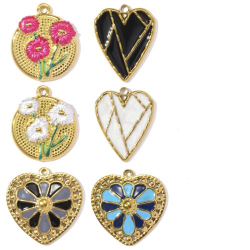 Enamel Stainless Steel Pendant, 304 Stainless Steel, gold color plated, DIY 