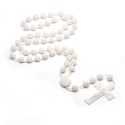 Rosary Necklace, plastique, croix, bijoux de mode & lumineux, plus de couleurs à choisir, 8mm cm, Vendu par PC