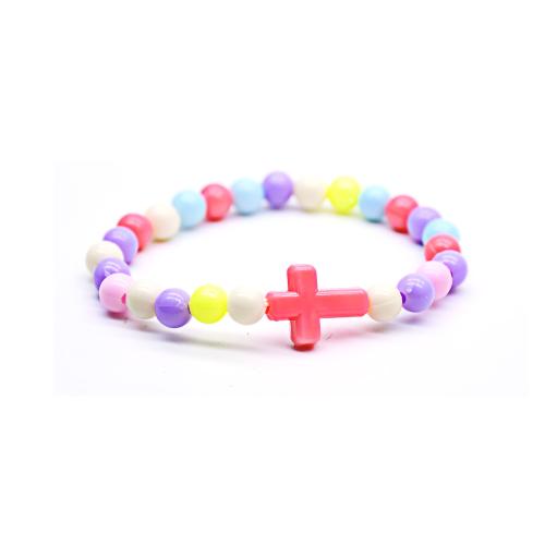 Plastic Jewelry Bracelet, Cross, fashion jewelry, multi-colored, 6mm cm 