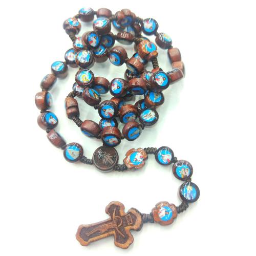 Rosary Necklace, Padouck, croix, bijoux de mode, couleurs mélangées, 12mm cm, Vendu par PC
