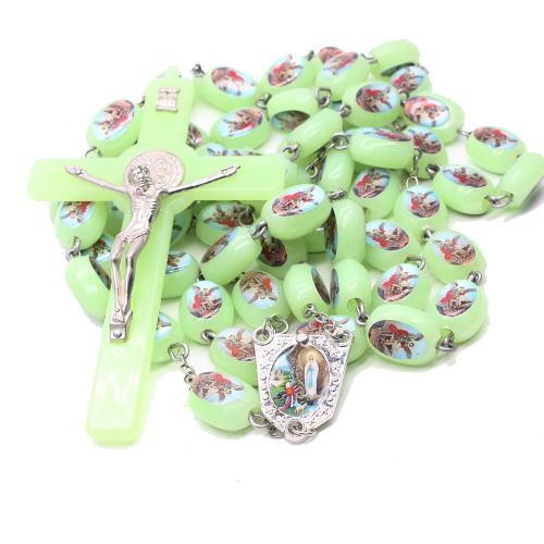 plastique perles de prière, avec alliage de zinc, croix, bijoux de mode & lumineux, plus de couleurs à choisir cm, Vendu par PC