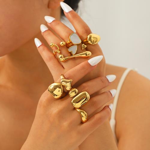 Bague en acier inoxydable, Acier inoxydable 304, avec coquille blanche, Placage de couleur d'or, bijoux de mode, plus de couleurs à choisir, Vendu par PC