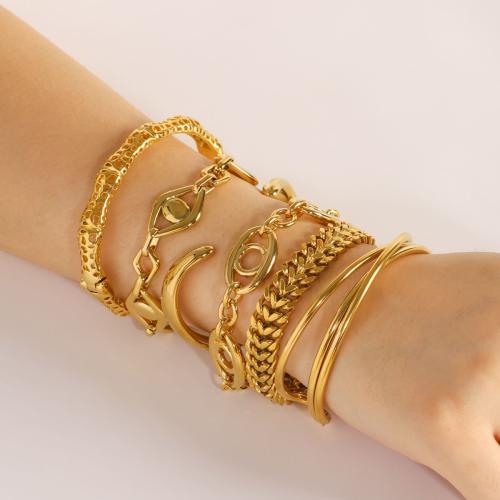 Parures de bijoux en acier inoxydable, Acier inoxydable 304, bracelet de manchette & Bracelet, Placage de couleur d'or, bijoux de mode, plus de couleurs à choisir, Vendu par PC