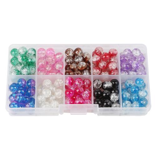 Crackle Glass Beads, stoving varnish, DIY, mixed colors, 6mm 