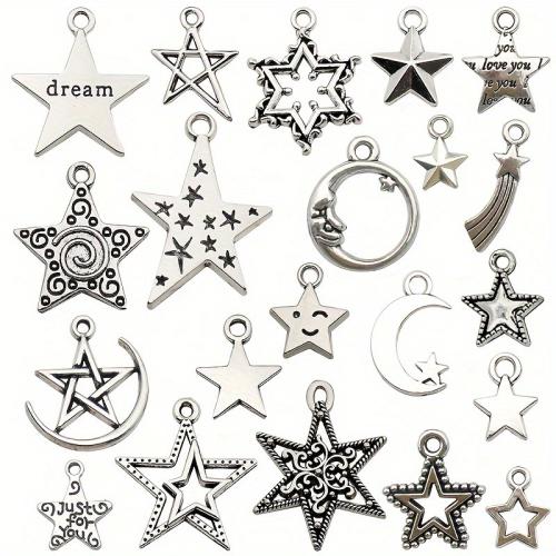 Pendentifs d'étoile en alliage zinc, alliage de zinc, Plaqué de couleur d'argent, DIY & styles différents pour le choix, Vendu par PC
