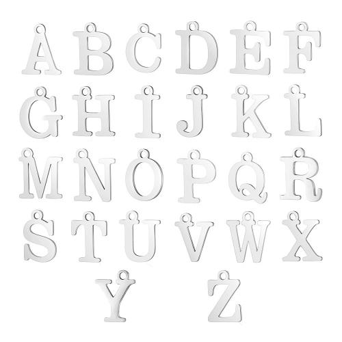 Pendentif de lettre en acier inoxydable, Acier inoxydable 304, Lettre d’alphabet, poli, DIY & styles différents pour le choix, 12mm Vendu par sac