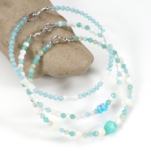 Драгоценный камень Браслеты, Природный камень, с Ракушка & Лэмпворк, плакирован золотом, ювелирные изделия моды, Много цветов для выбора, продается PC