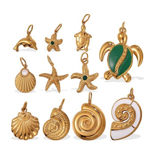 Pendentifs d'animaux en acier inoxydable , Acier inoxydable 304, Placage de couleur d'or, DIY & émail, plus de couleurs à choisir, Vendu par PC