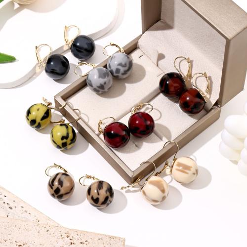 Resin Drop Earring, with 304 Stainless Steel, gold color plated, fashion jewelry 